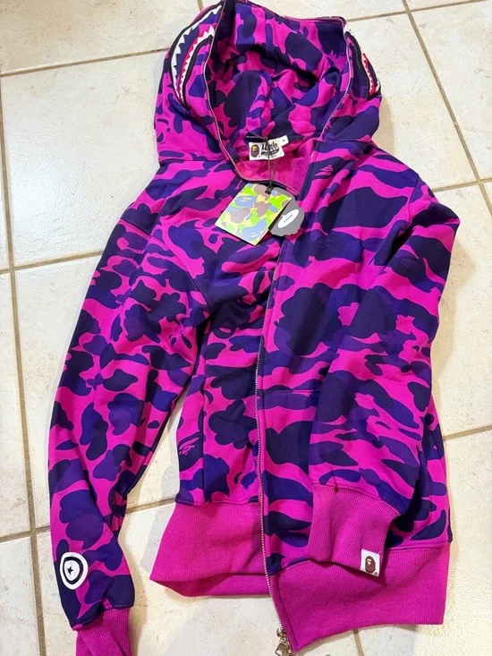 Bape Men’s Zip Up Sweater — Pink, Purple, Black, Yellow - Picture 2 of 7